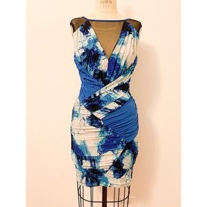 Bebe blue printed cocktail/party dress. Size XS